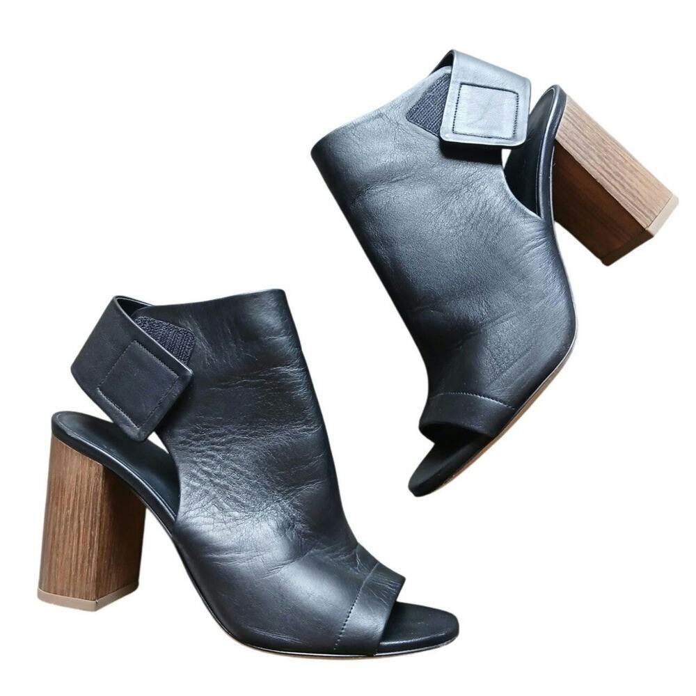 Vince Open toe‎ wood heeled sandal shoe made in italy 6.5
